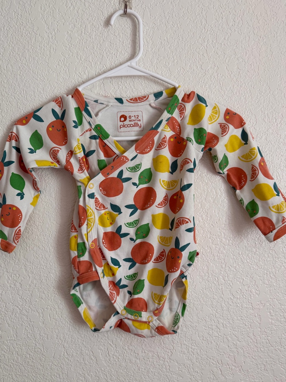 Piccalilly Organic Cotton Citrus Wrap Bodysuit 6–12 Months
